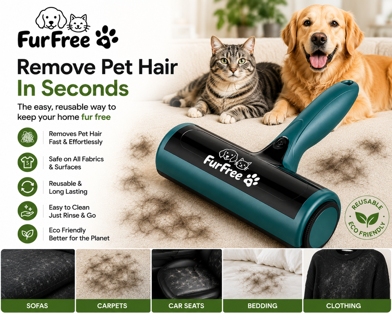 Reusable Pet Hair Remover Roller