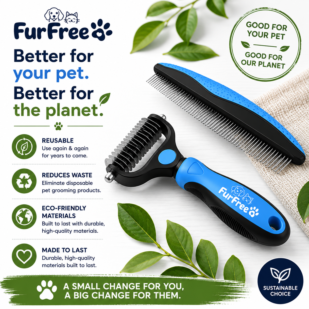 Deshedding Rake & Comb Set