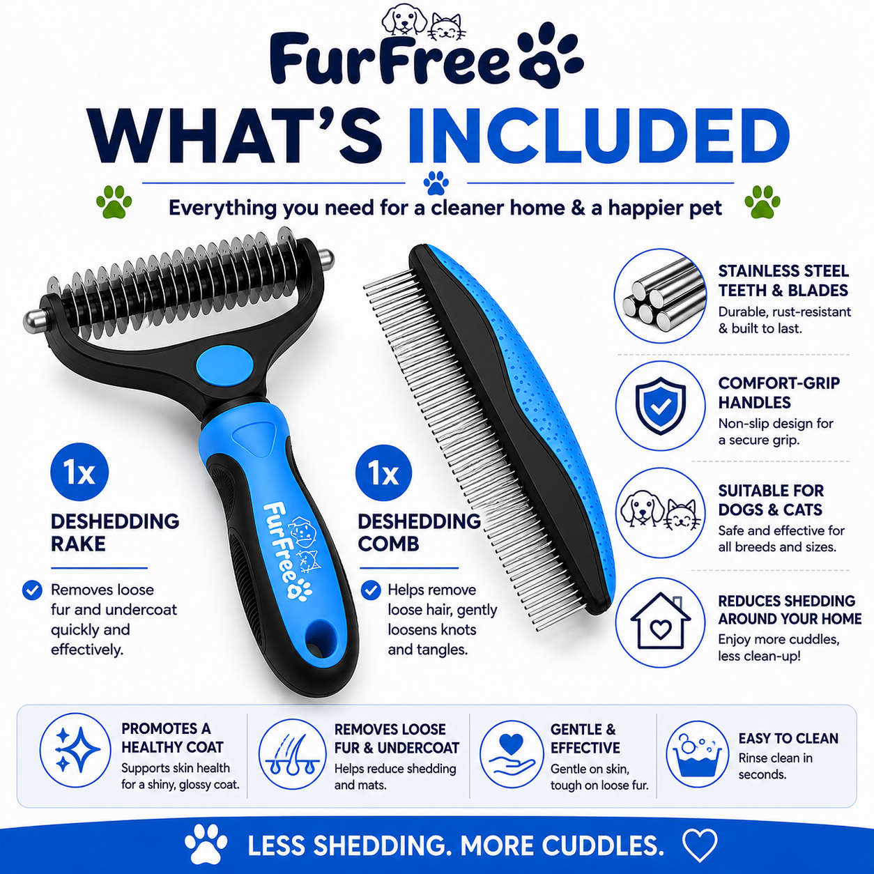 Deshedding Rake & Comb Set